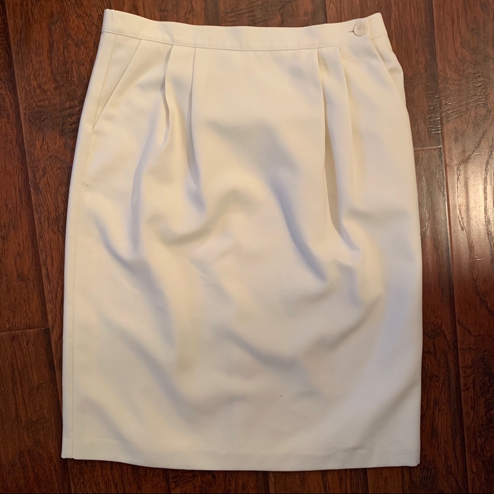 White Cream Lined Wool Skirt